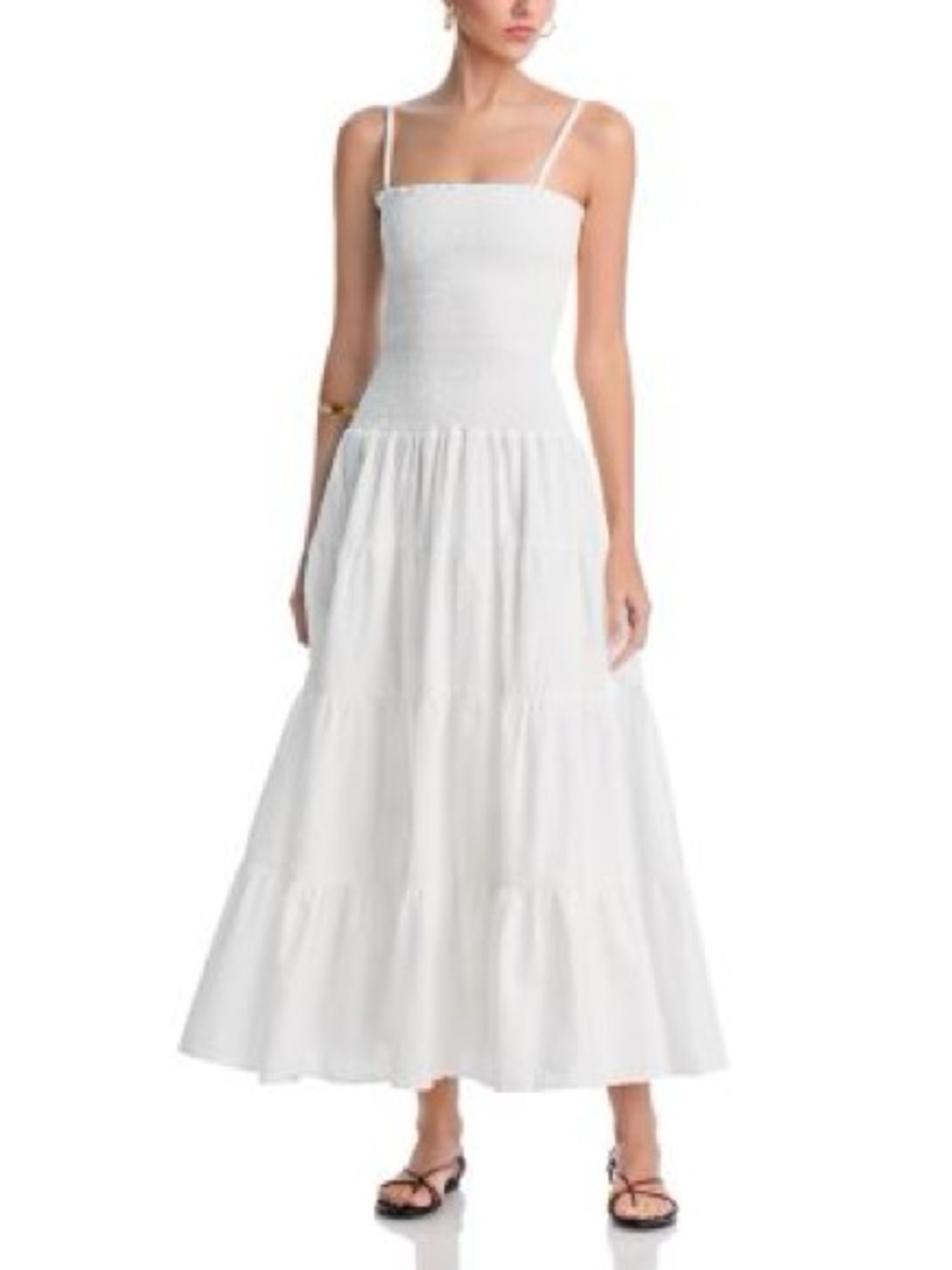 Peixoto White clementine Maxi Dress with Tiered Skirt